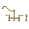 Whitehaus Bridge Faucet W/ Long Traditional Swivel Spout, Lvr Handles And Brass S WHKBTLV3-9201-NT-AB - alternate 1